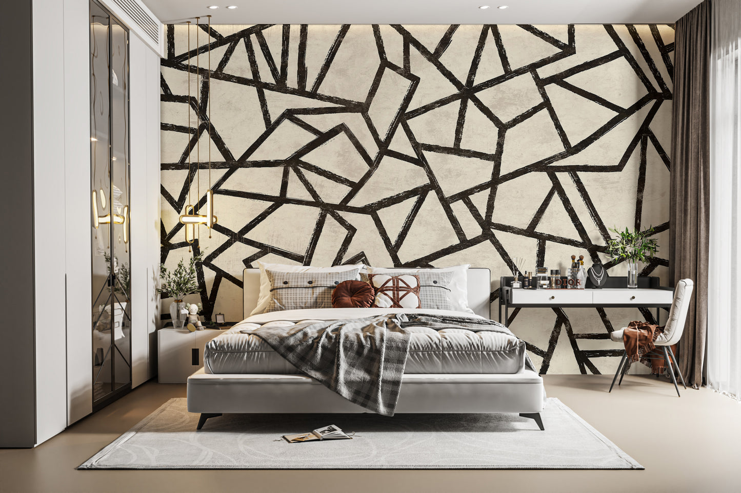 Contemporary black pattern design for chic wall decor.
