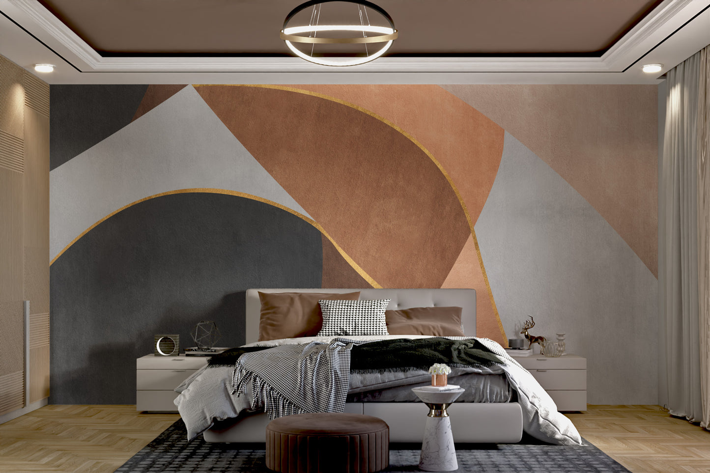 Contemporary abstract curves mural for modern interiors