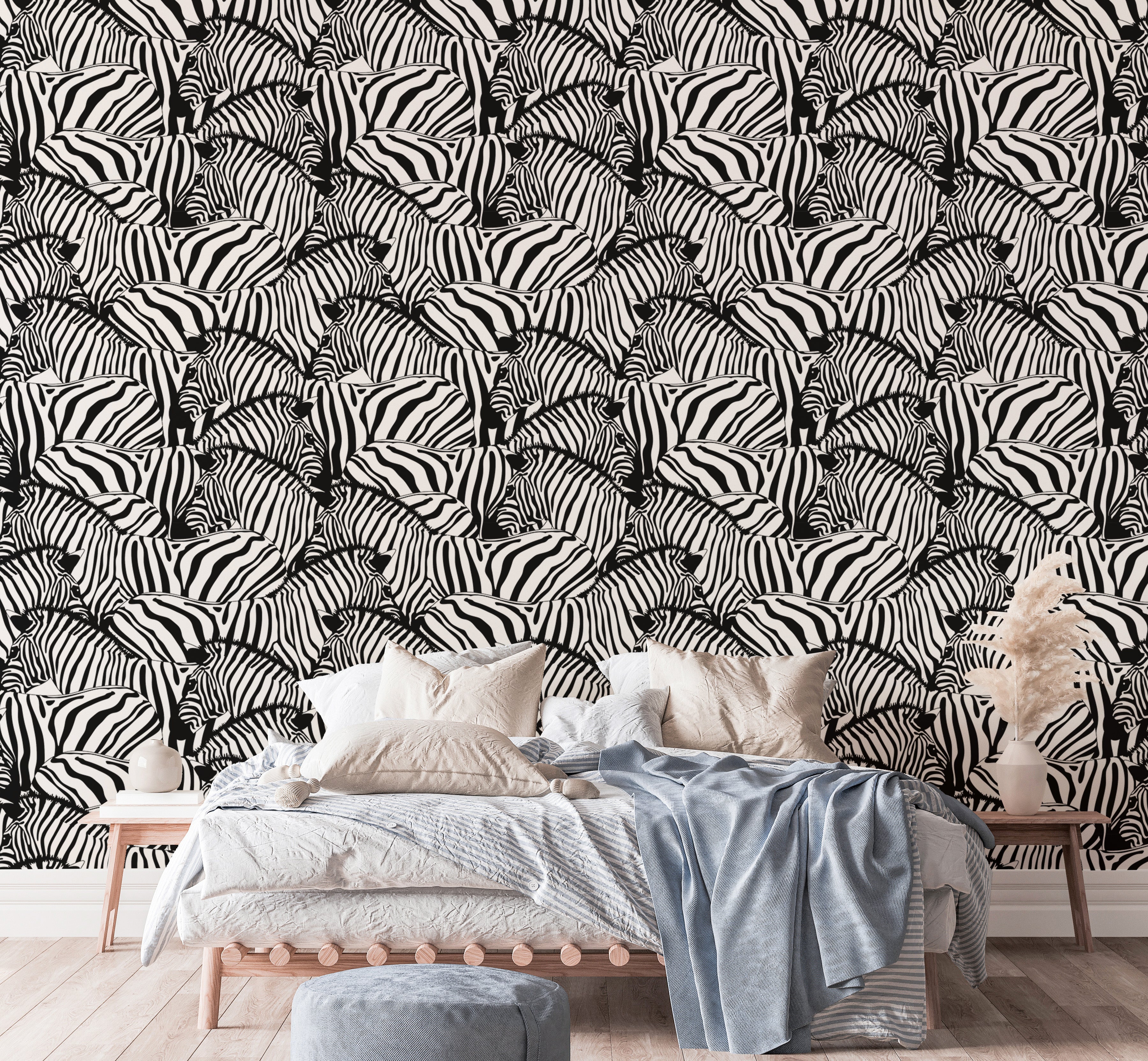 Minimalist wallpaper featuring zebra stripes and savannah vibes