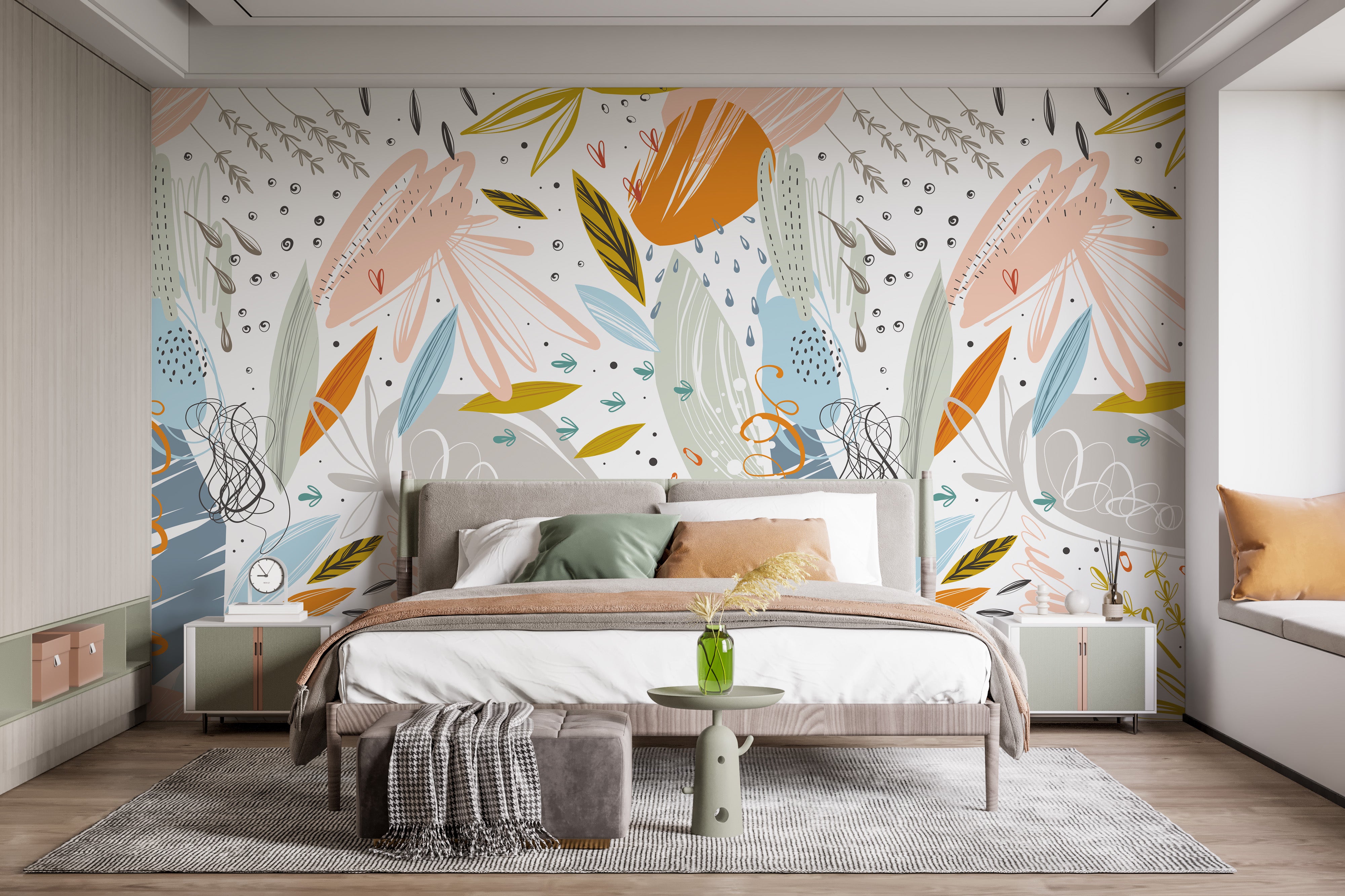 Unique leaf design wallpaper mural piece
