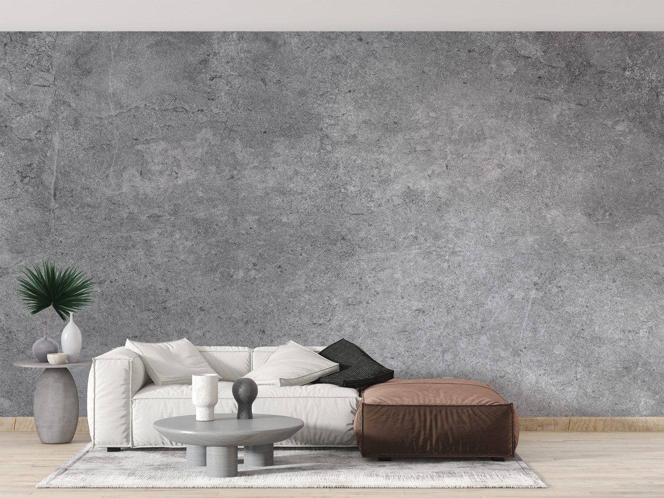 Stylish industrial grey wall mural design
