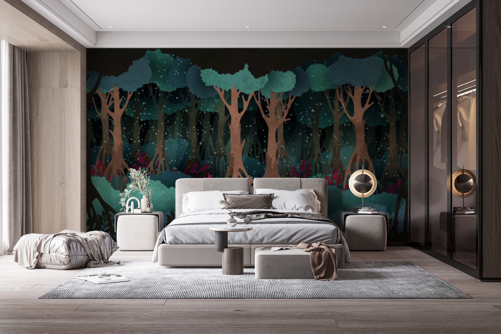 Nature's allure in a fairytale mural style
