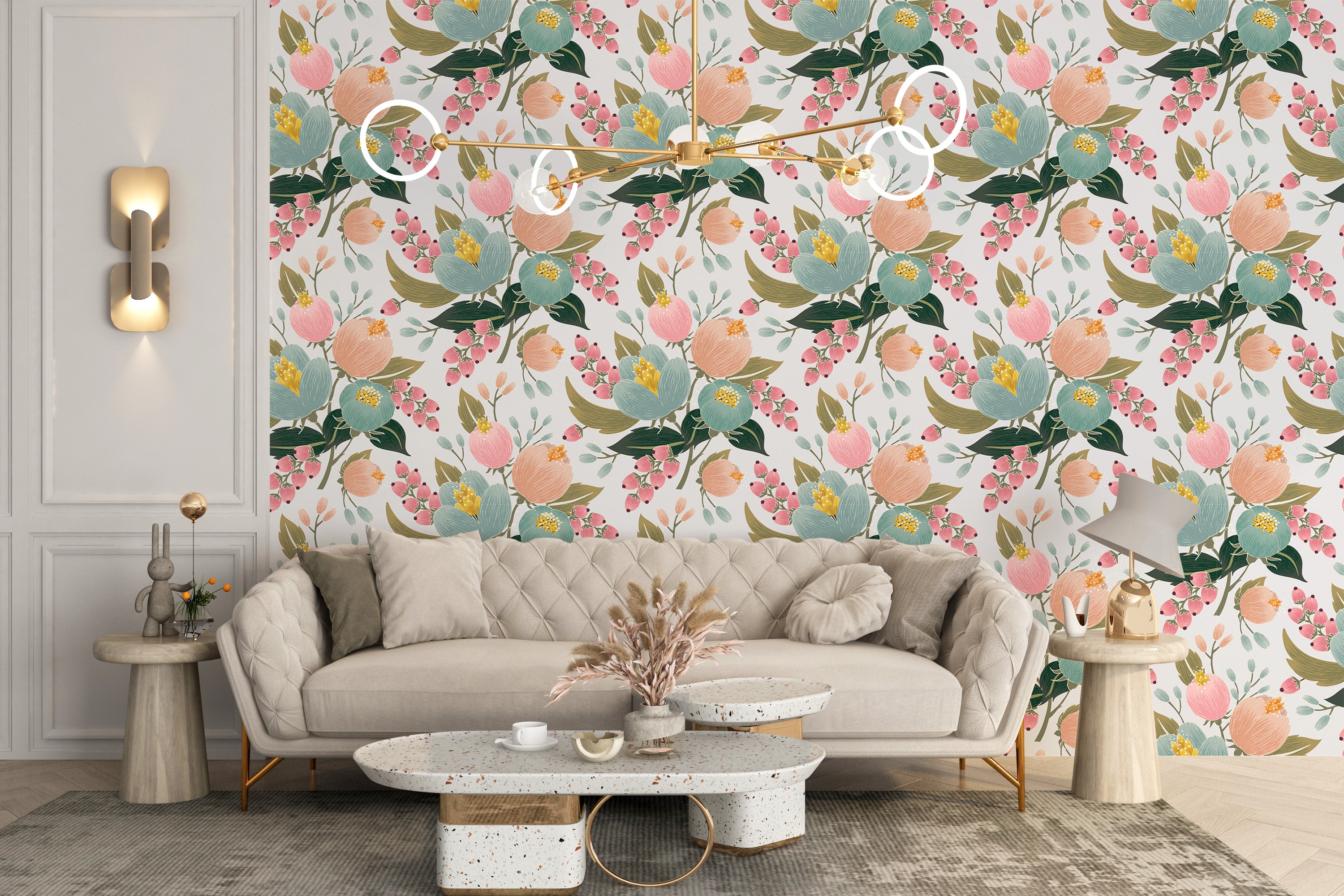 Subtle floral repeat wallpaper design
