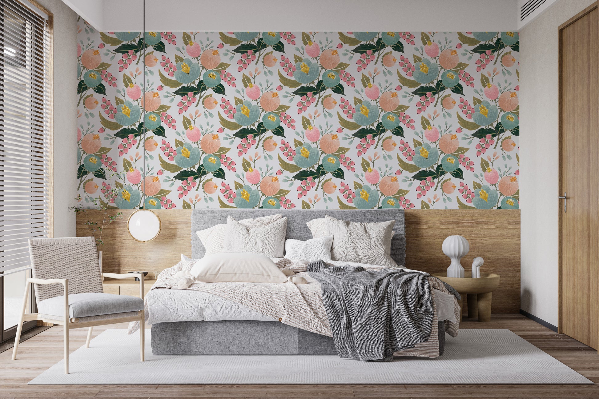 Artistic floral pattern wallpaper look
