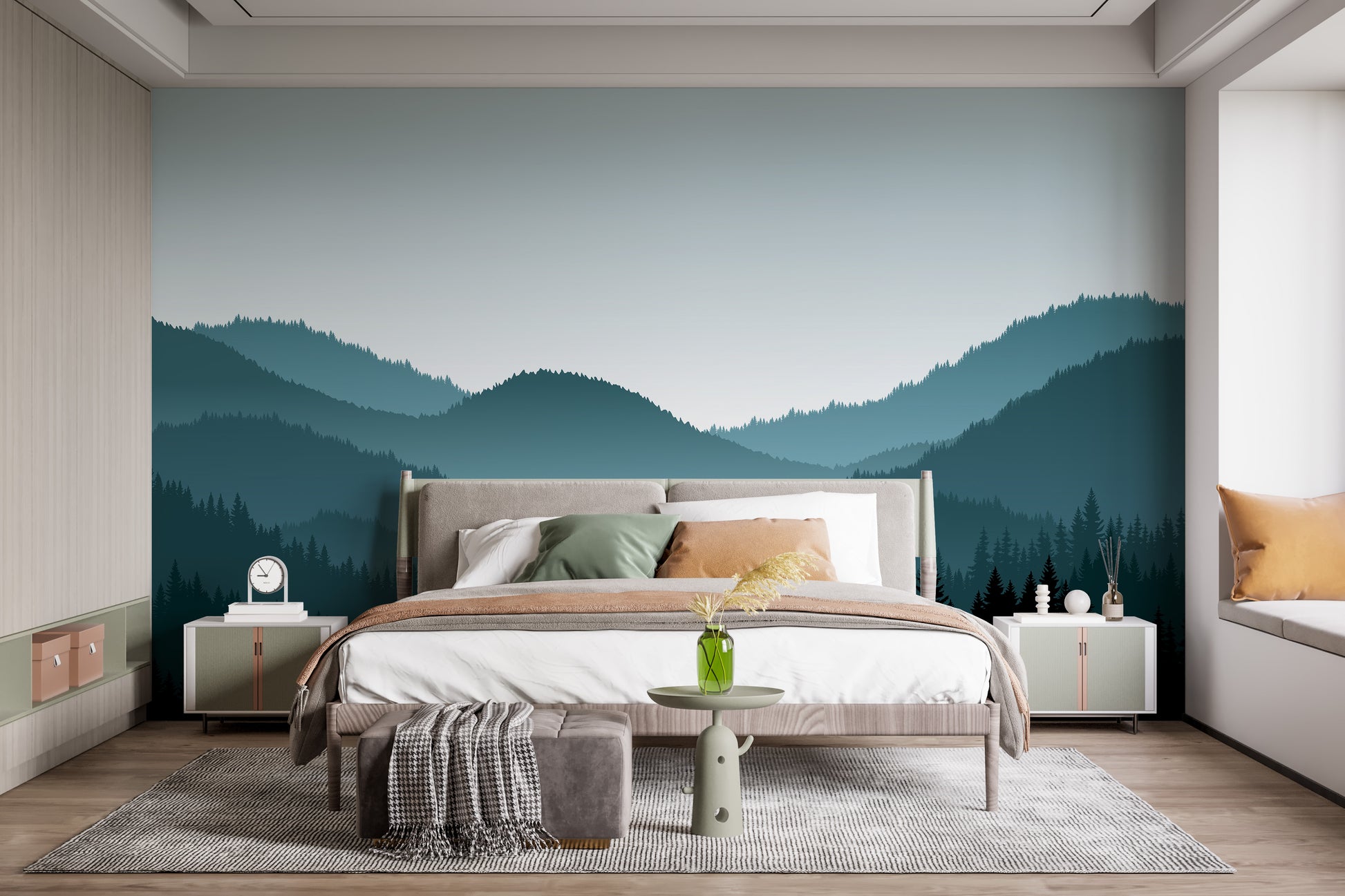 Simple mountain shadow mural for walls
