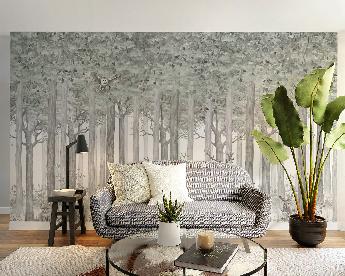 Woodland Deer Scene Wall Mural for a rustic touch