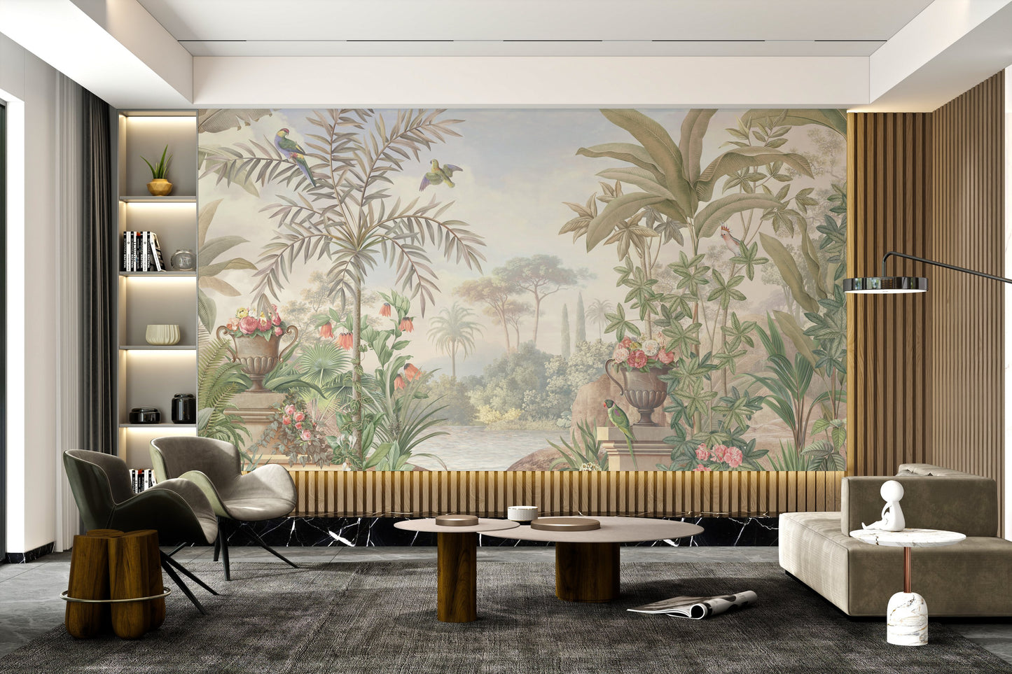 Vintage Tropical Paradise Botanical Mural