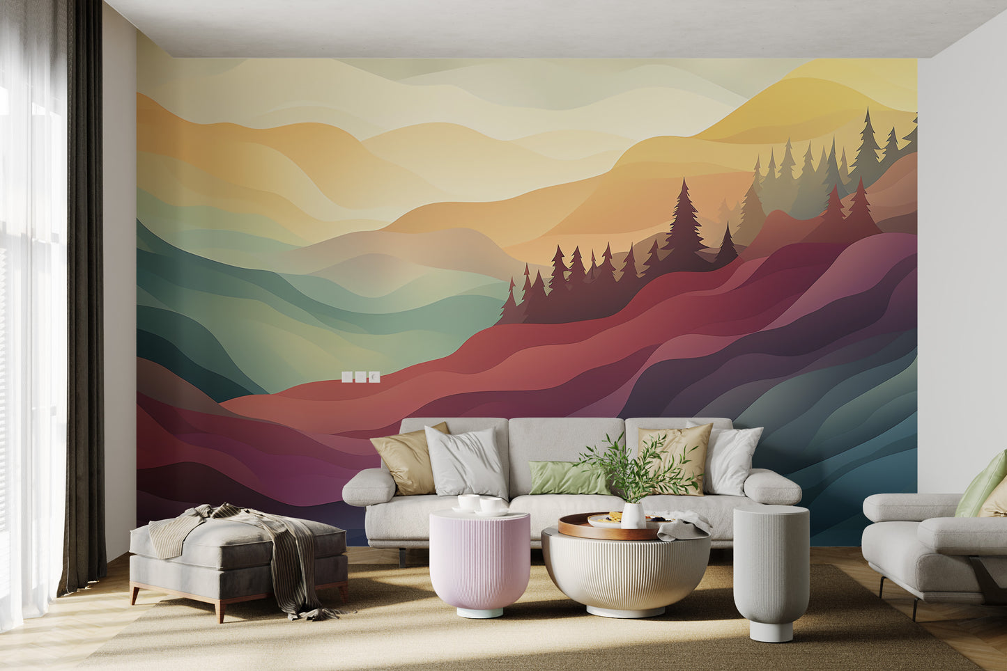 Soft gradient landscape wallpaper in warm earthy hues
