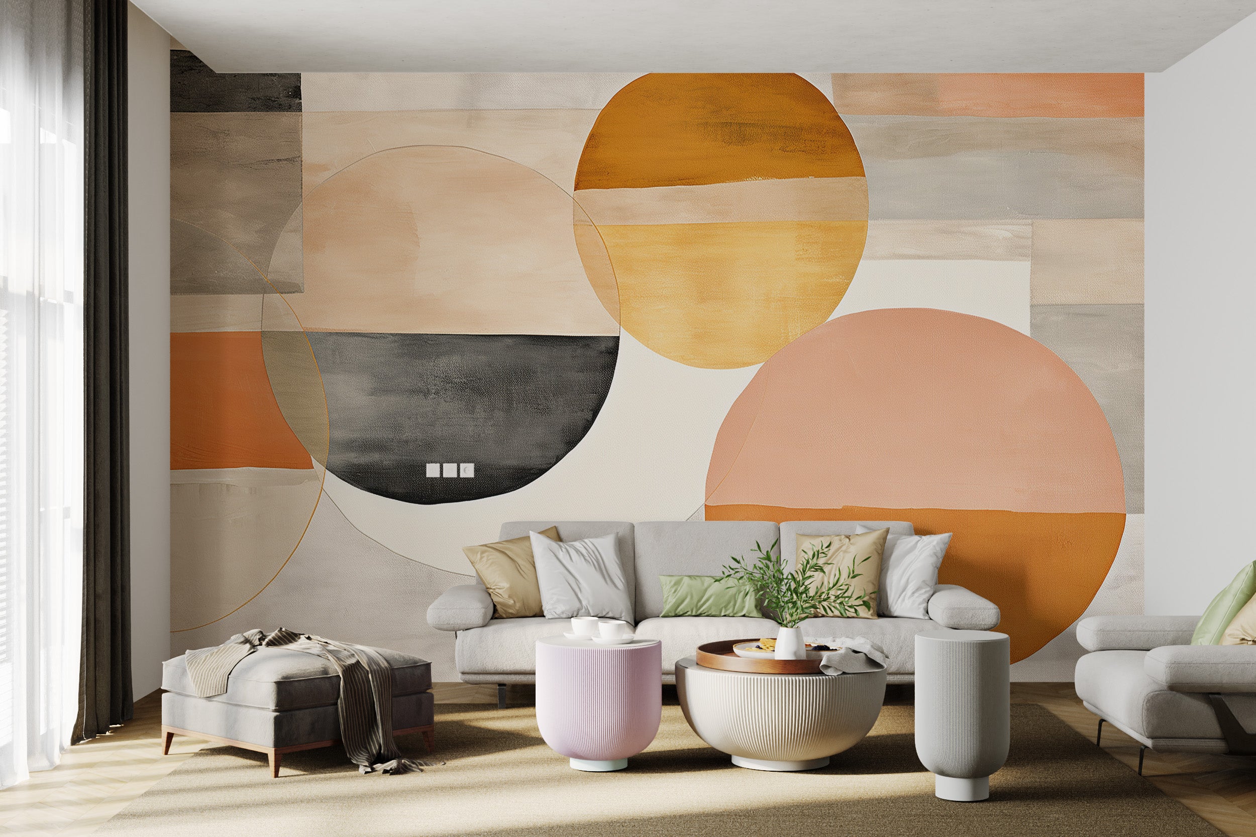 Modern circle pattern wallpaper with earth tones
