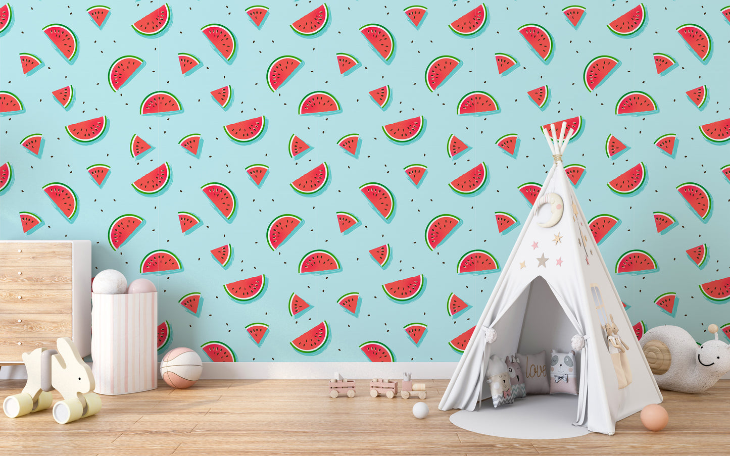 Playful watermelon fruit-themed wallpaper
