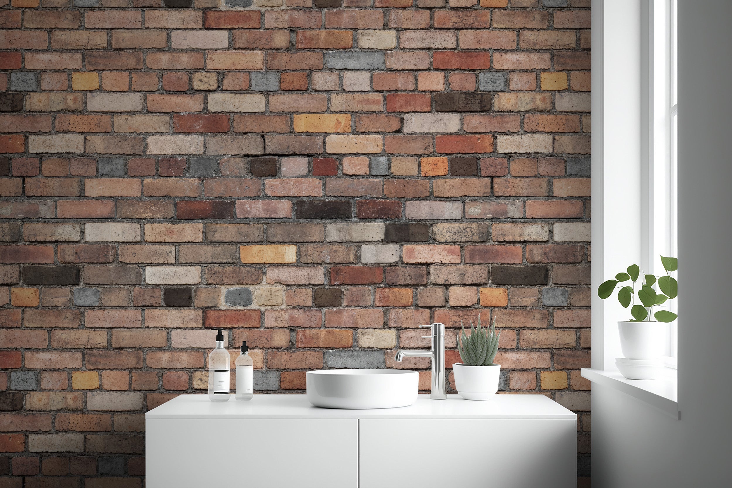 Peel and stick vintage brick mural for stylish walls