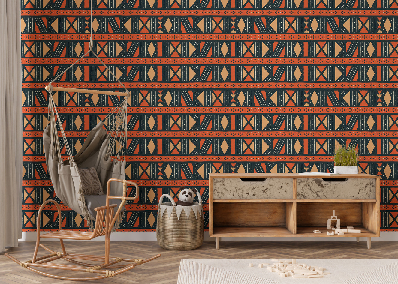 Geometric Africa Tribal Art Ethnic Seamless Pattern Wallpaper