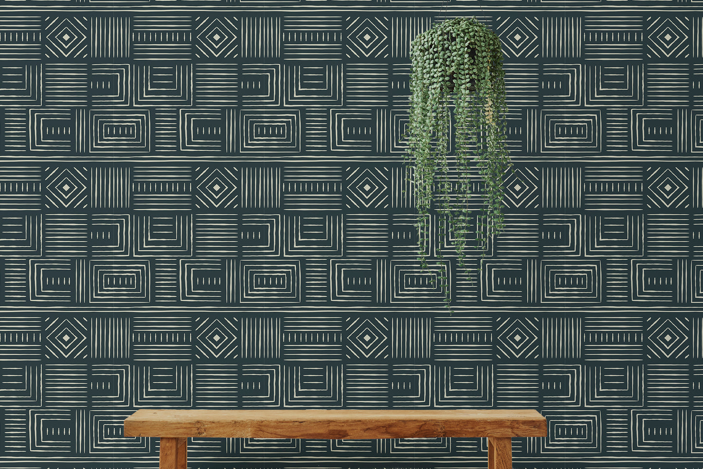 Africa Tribal Art Ethnic Green Background Geometric Wallpaper