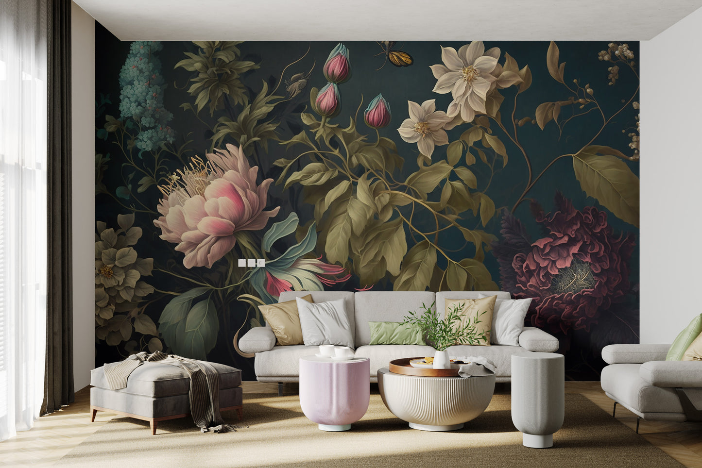 Timeless floral artwork wallpaper mural
