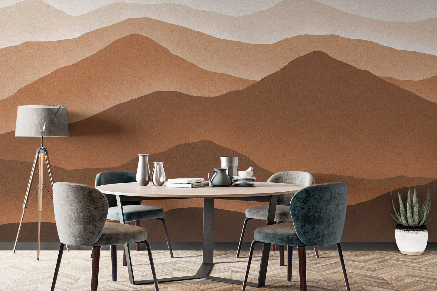 Subtle watercolor brown mountain wallpaper for modern rooms
