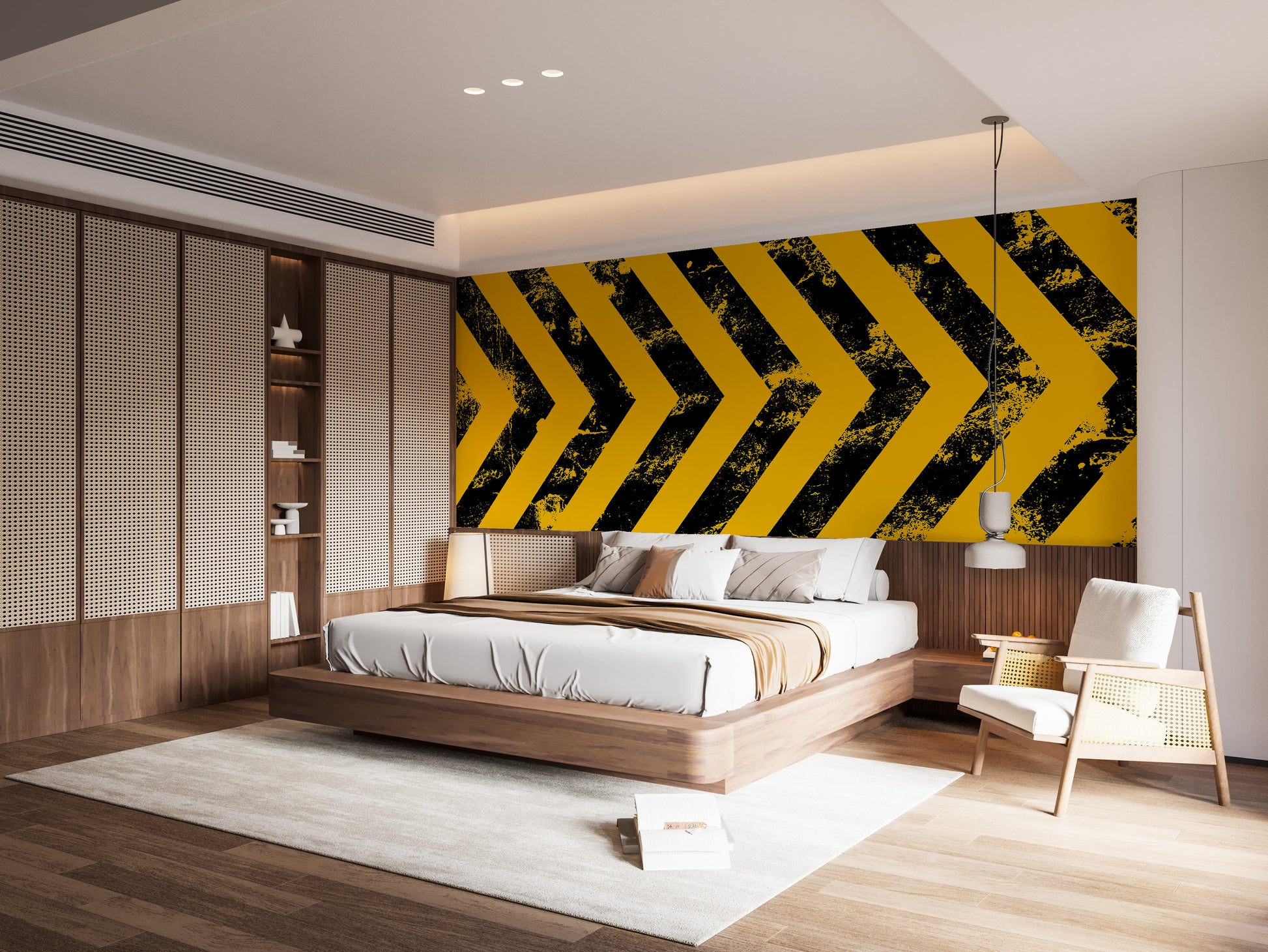 Black yellow stripes for industrial look wallpaper
