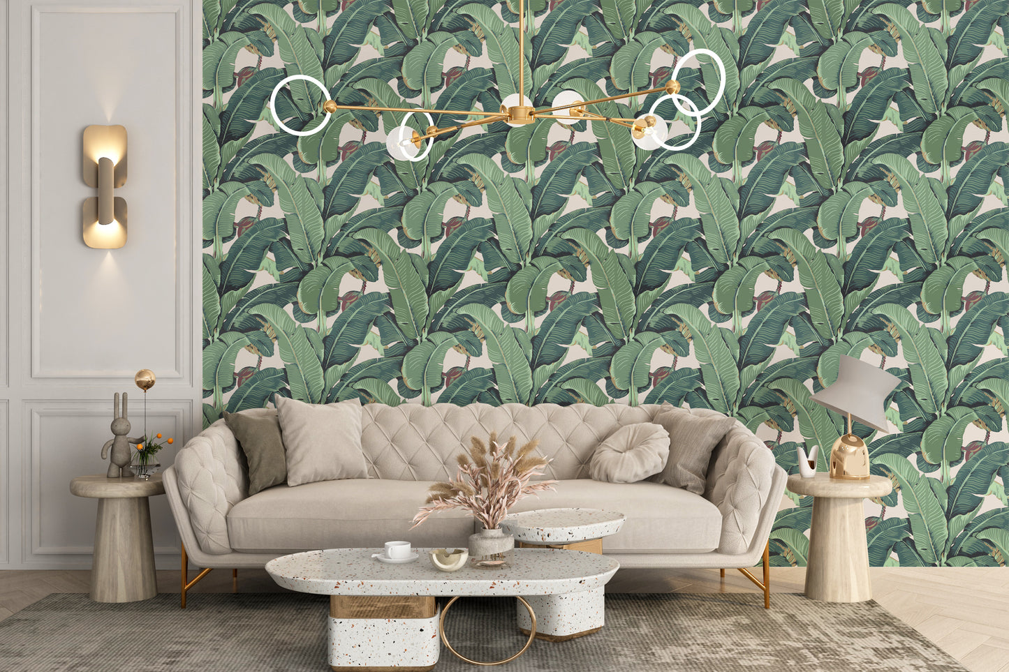 Green banana leaf wallpaper tropical vibe
