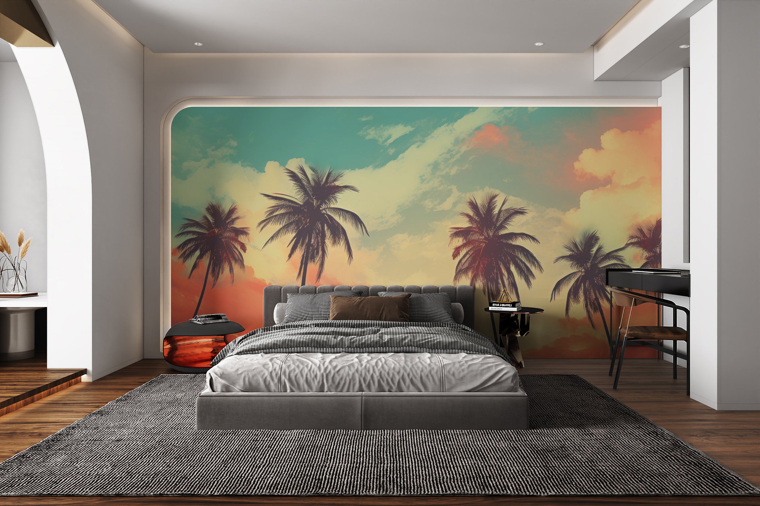 Vintage-style tropical scenery wall art
