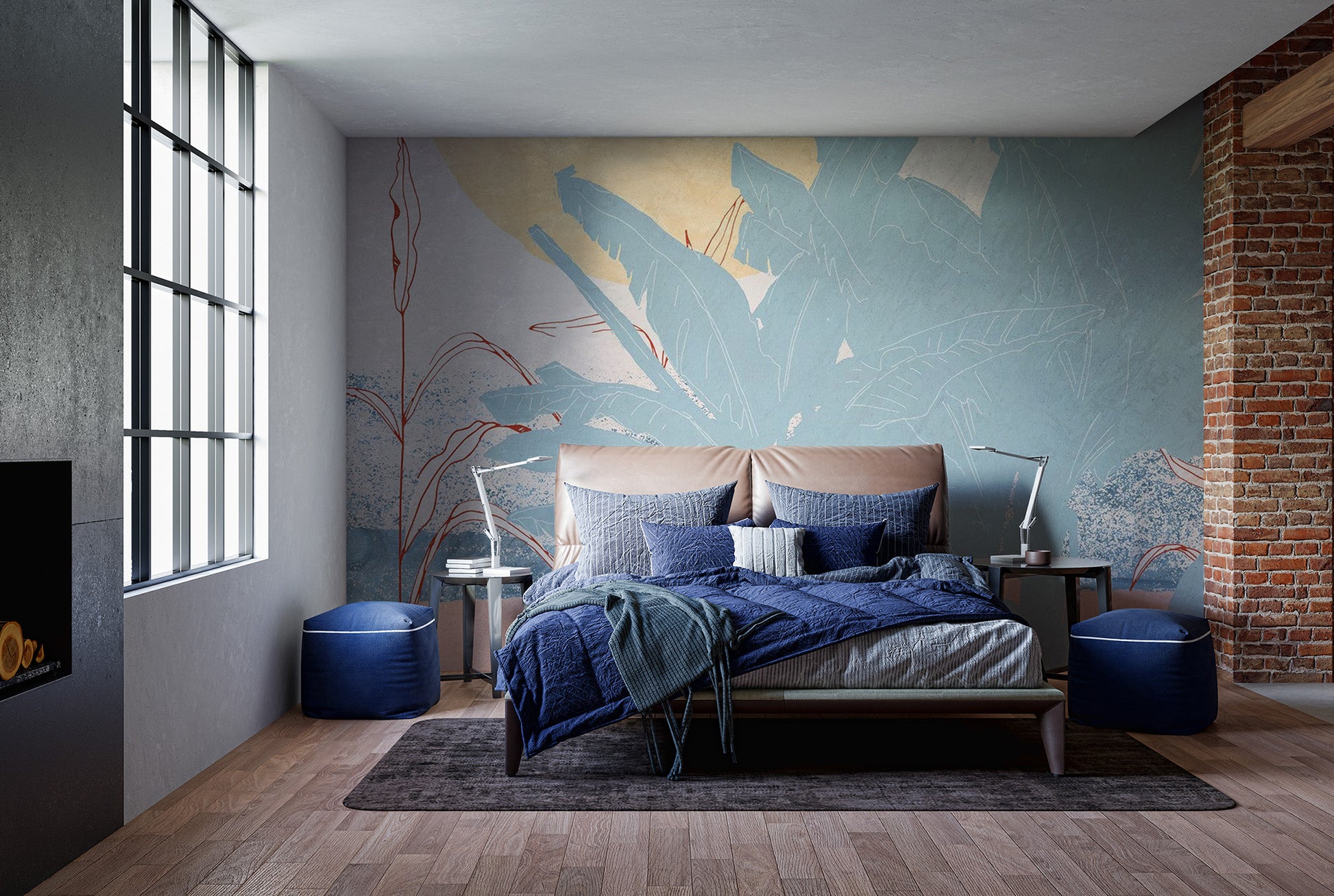 Dramatic tropical mural with Miami moon for chic rooms