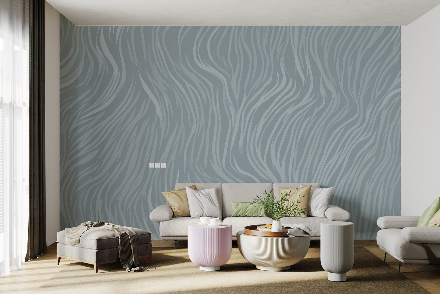 Neutral wavy wallpaper mural for decor
