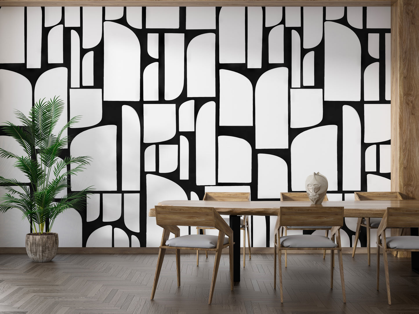 Monochrome Arches Design Wall Mural