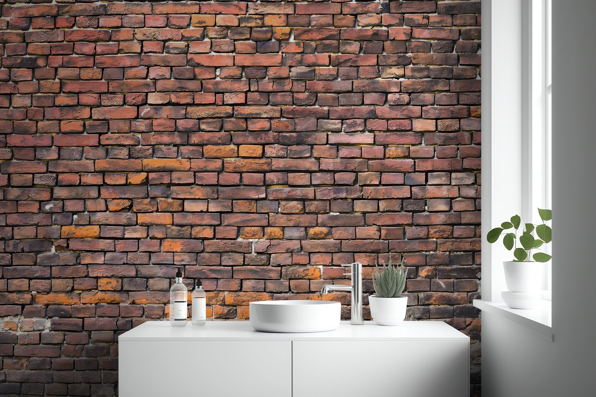 Removable urban brick wallpaper for contemporary interiors