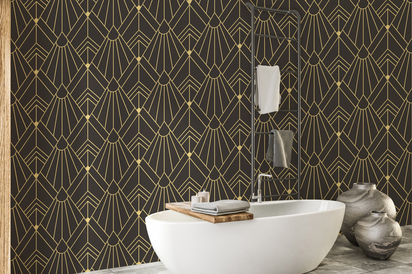 Abstract geometric mural for bathroom room walls
