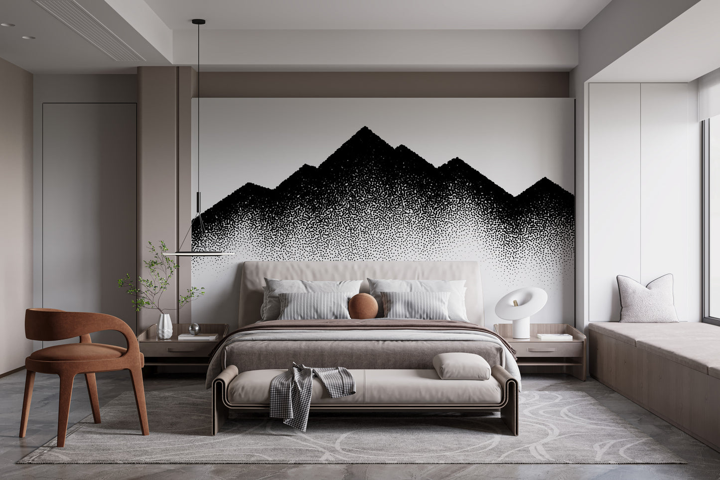 Dotted tapestry mural wallpaper with nature
