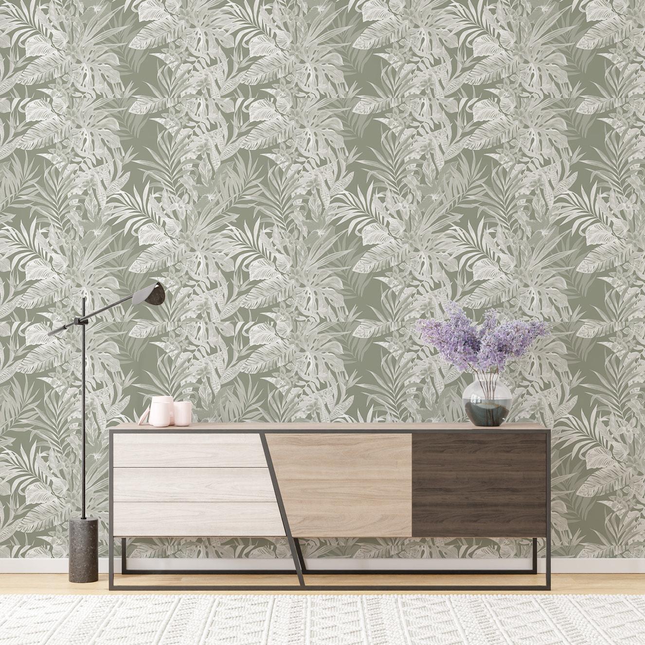 Tropical Leaf Pattern Self Adhesive Wallpaper For Walls