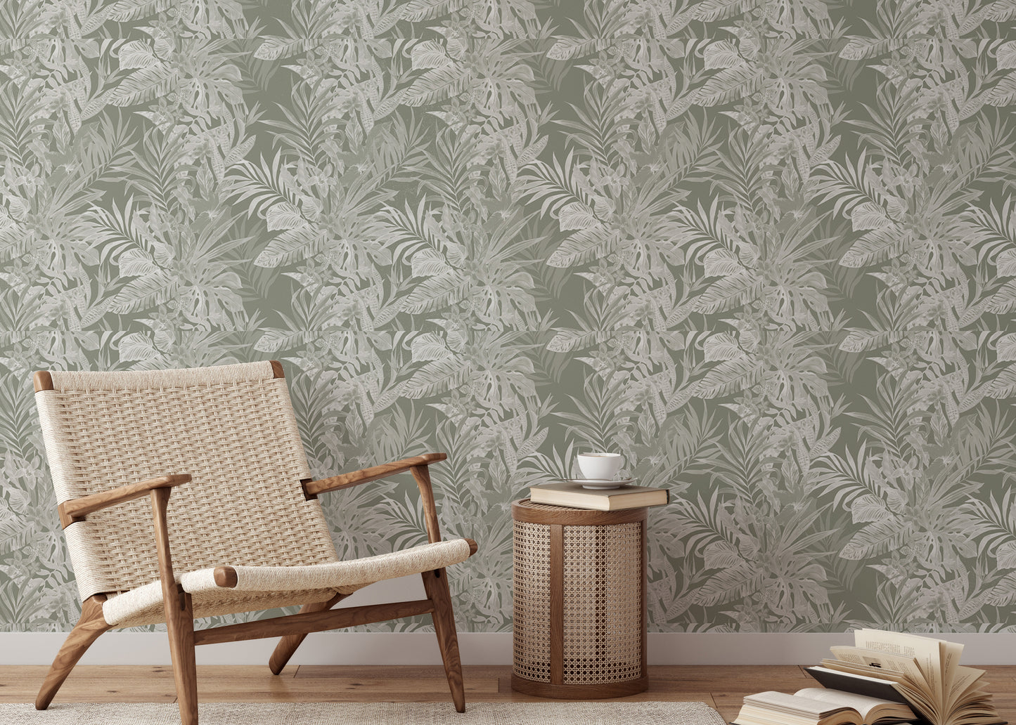 Tropical Leaf Pattern Self Adhesive Wallpaper For Walls