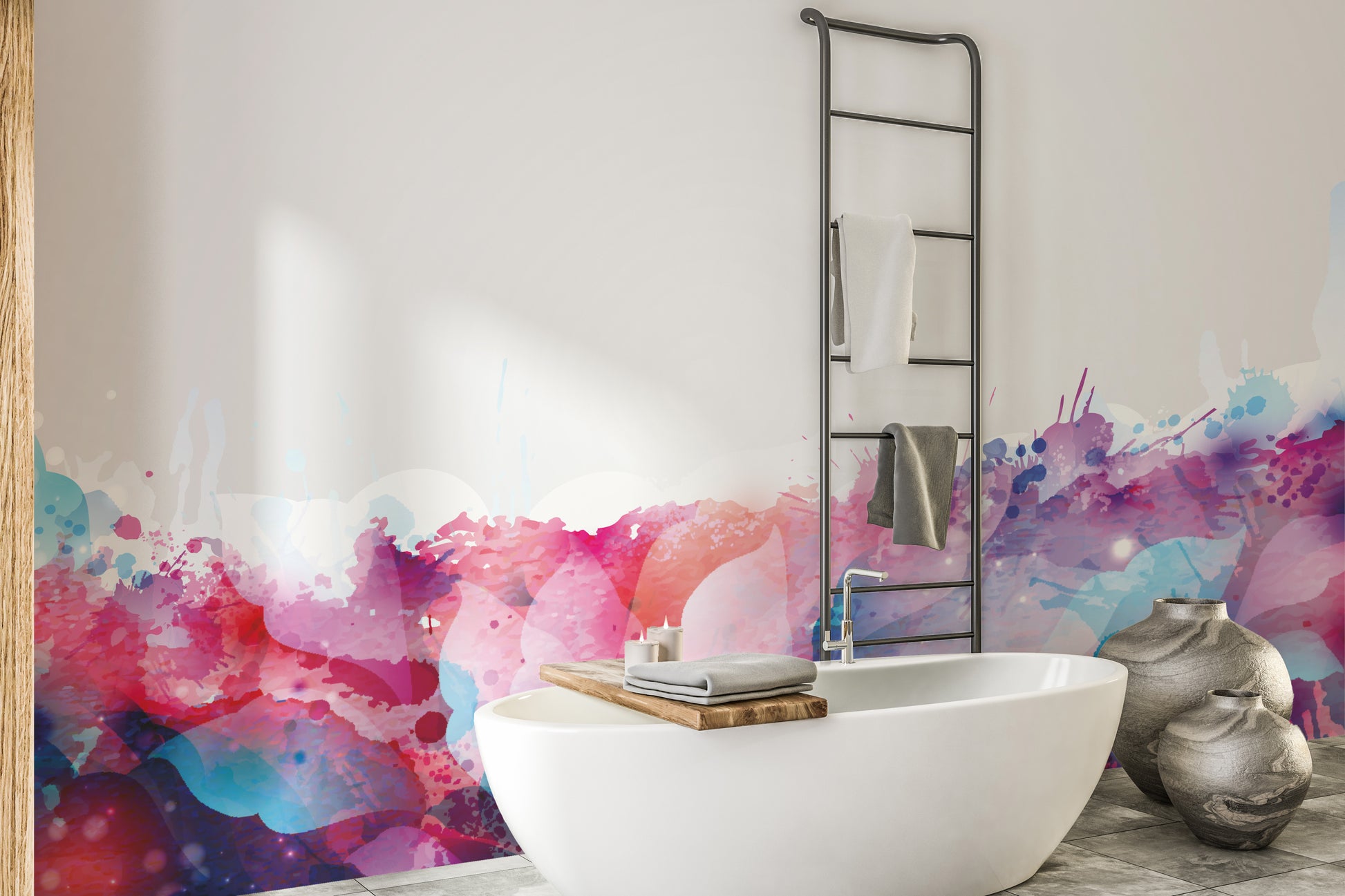 Soft watercolor brushstroke wallpaper mural
