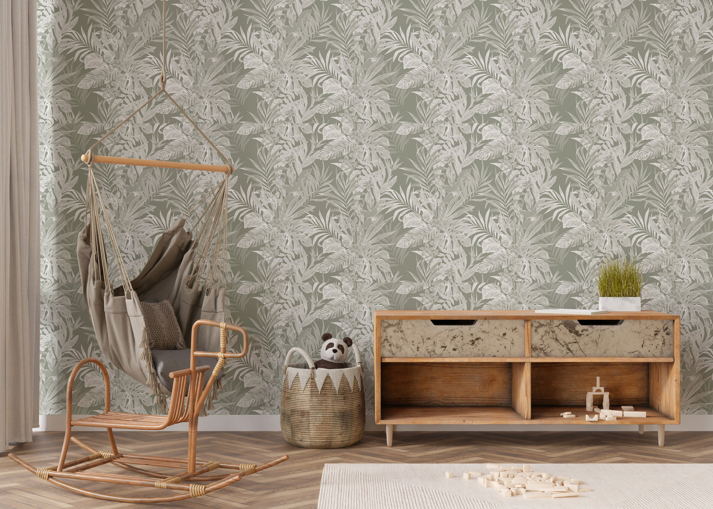 Tropical Leaf Pattern Self Adhesive Wallpaper For Walls