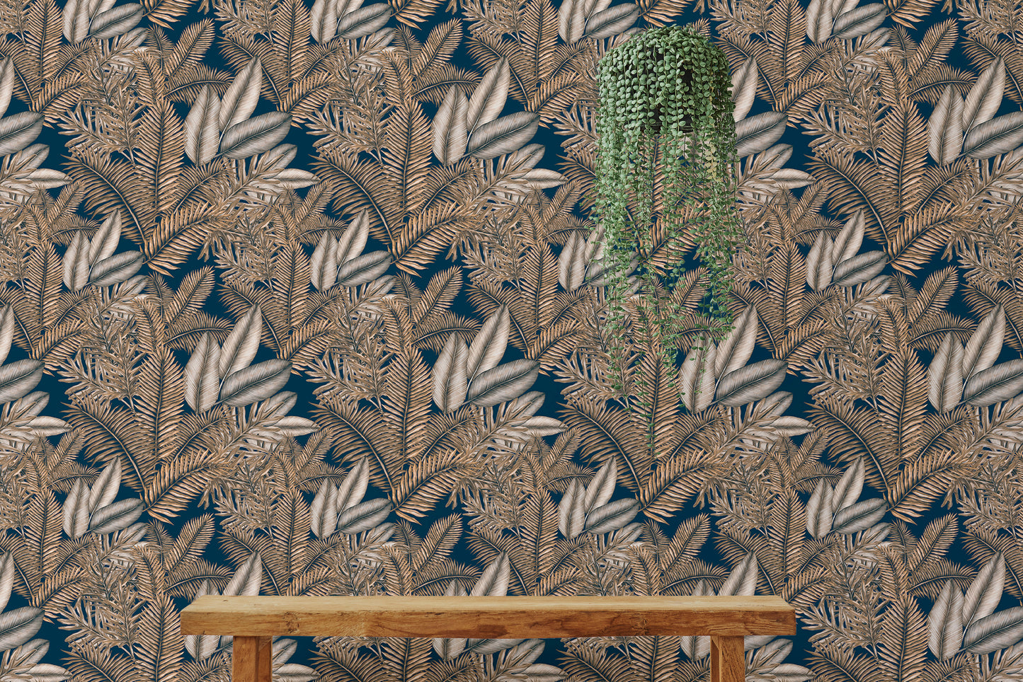 Brown Color Seamless Pattern Tropical Dry Leaves Wallpaper