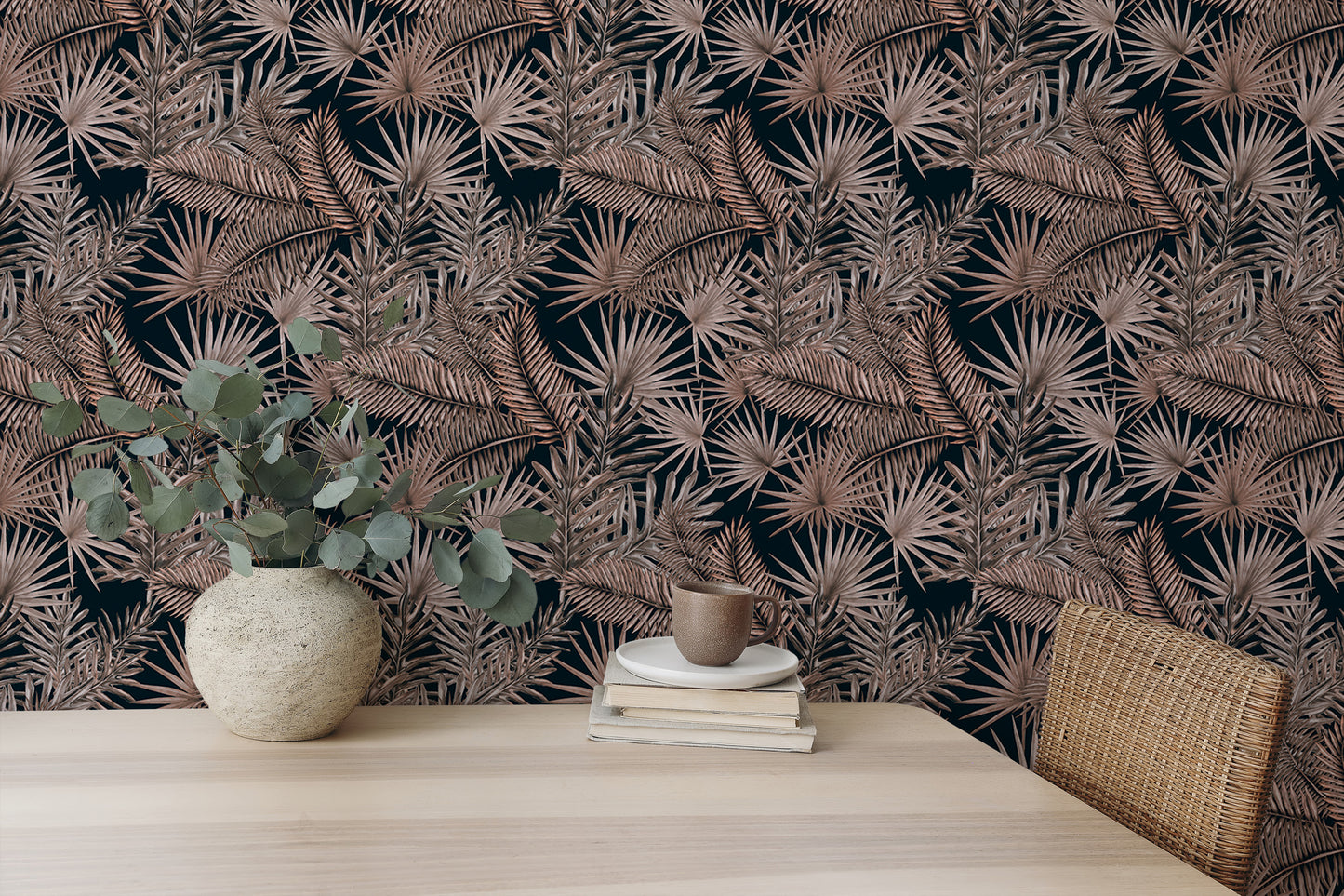 Boutique Jungle Glam Tropical Leaves Pattern Wallpaper