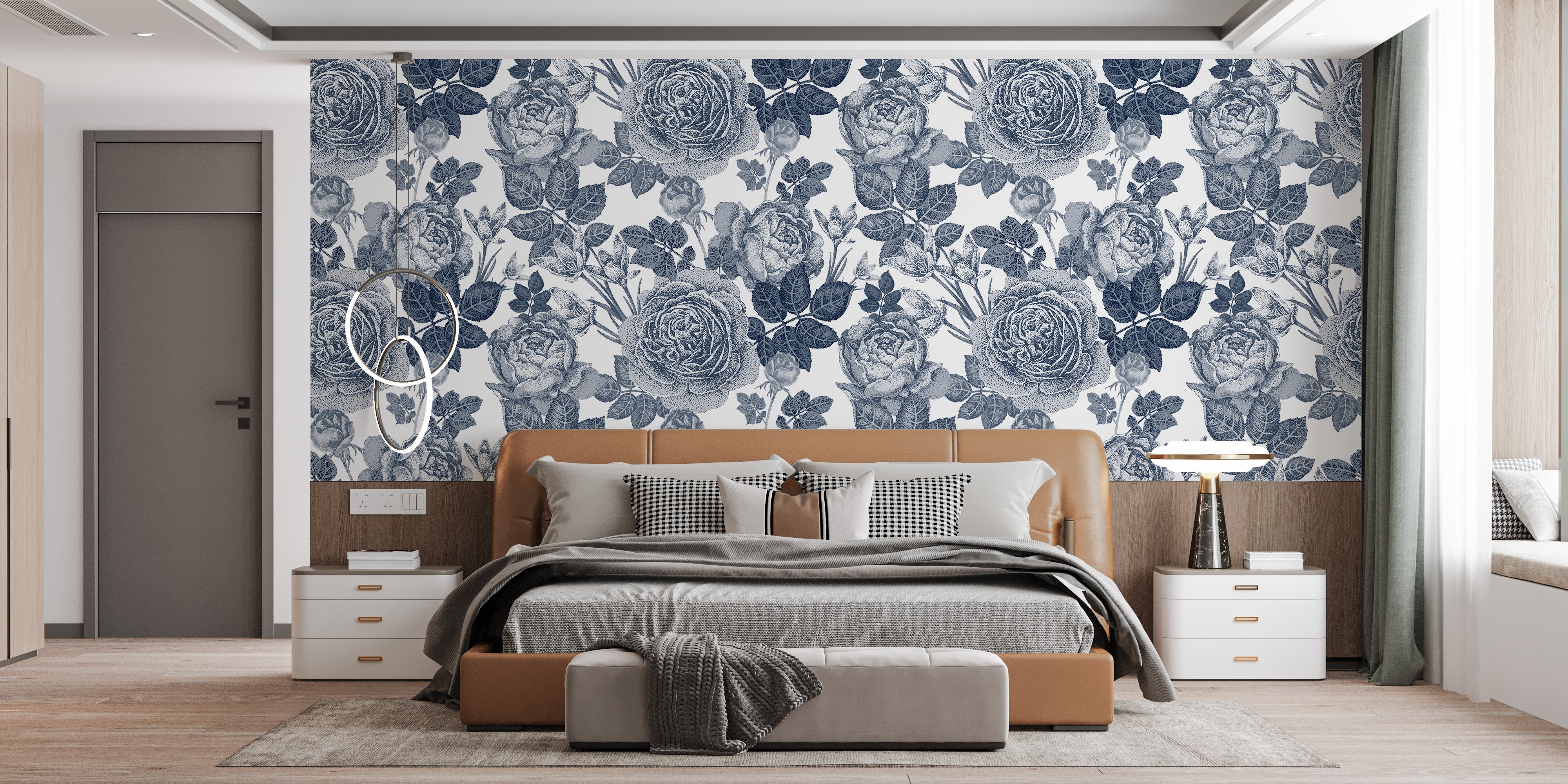 Graceful floral wallpaper mural with tints
