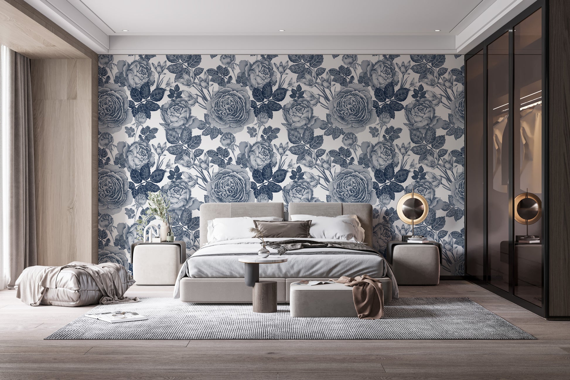 Floral wallpaper mural with tinted elegance
