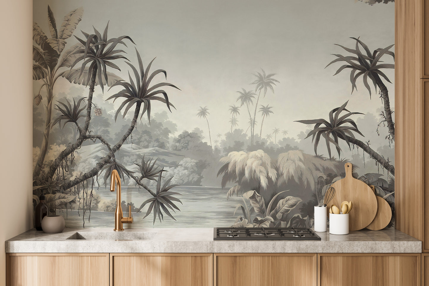 Tropical nature palm mural