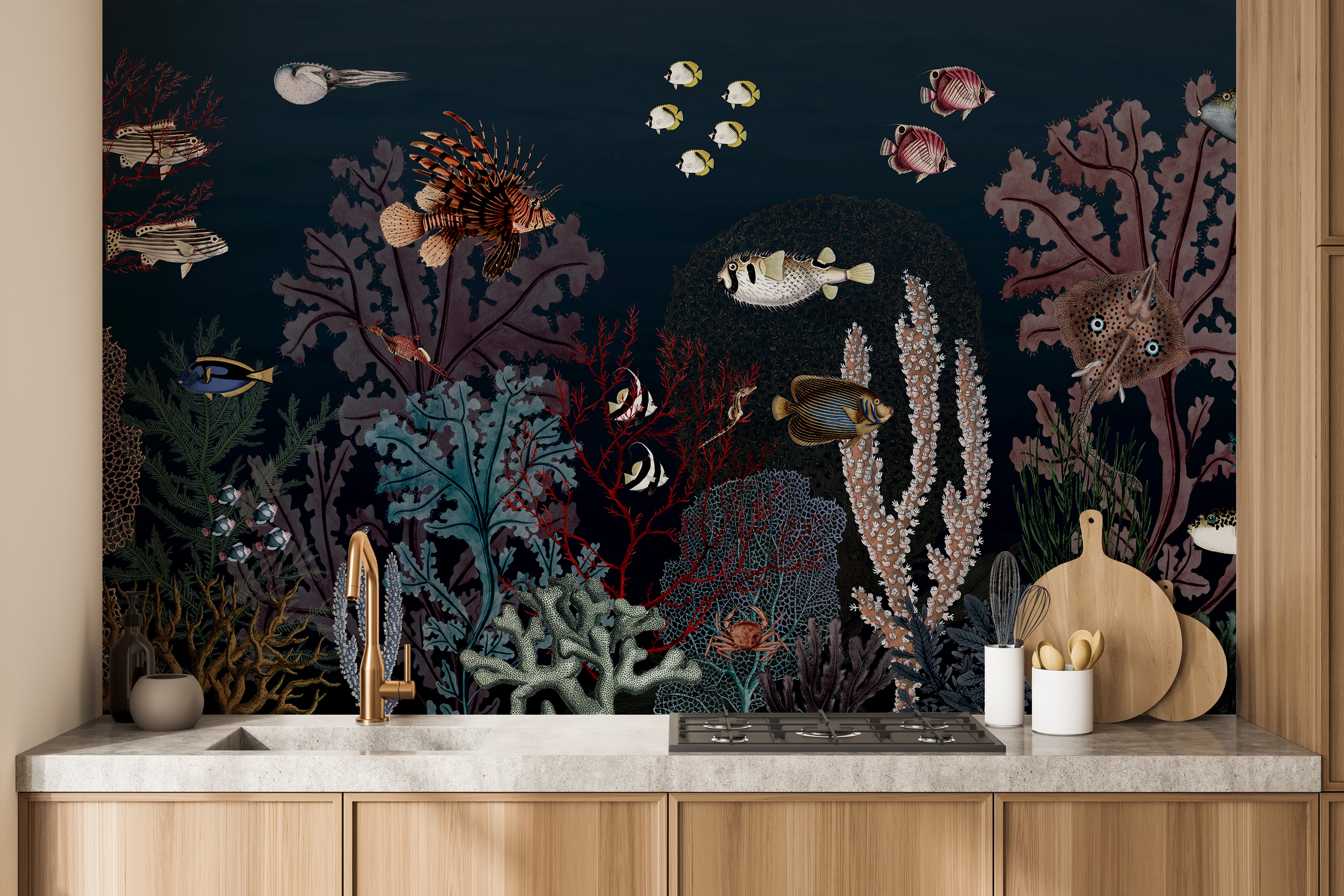 Aquatic-themed mural with ballet-inspired movement.
