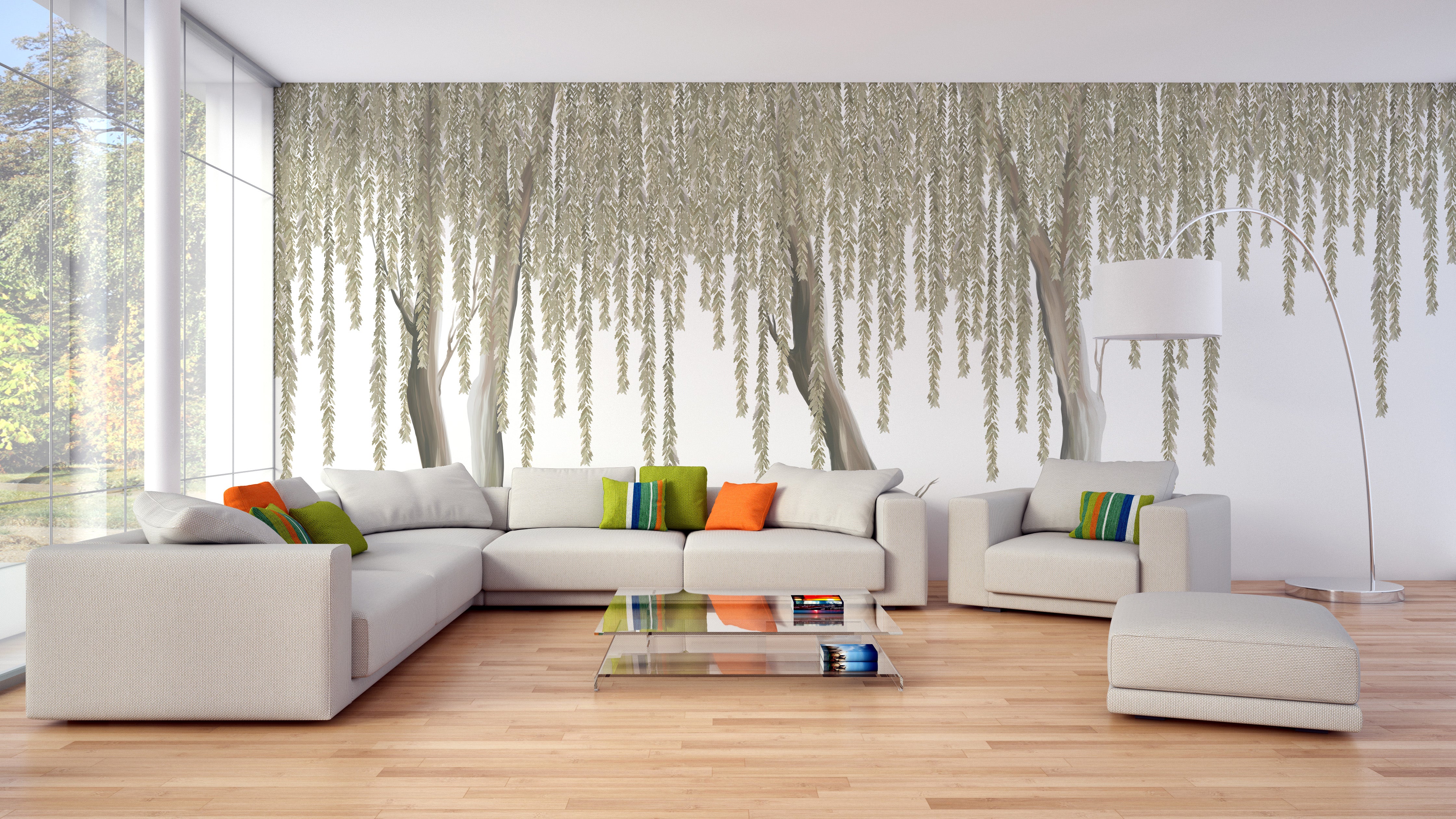 Beautiful Hanging Flowers Tree Mural for Living Rooms