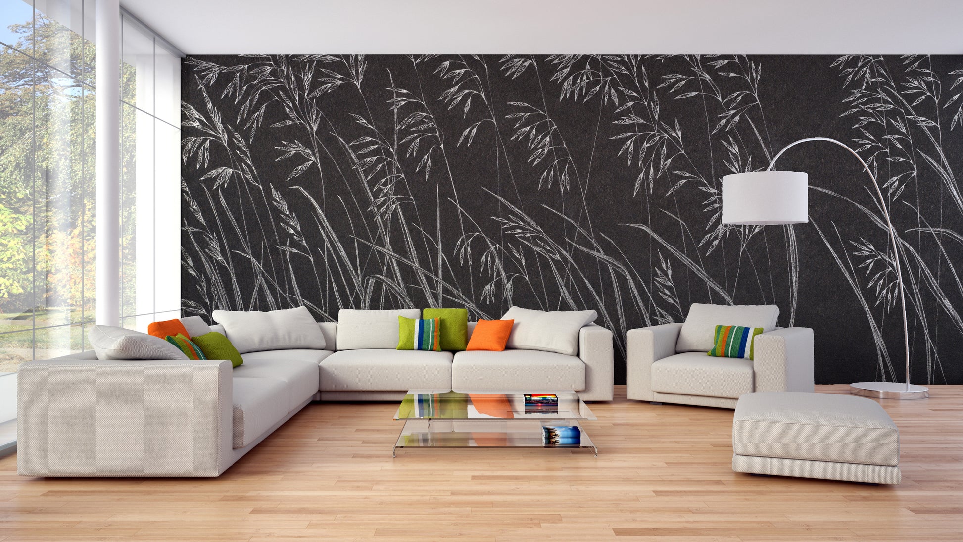 Elegant dark foliage mural for interiors
