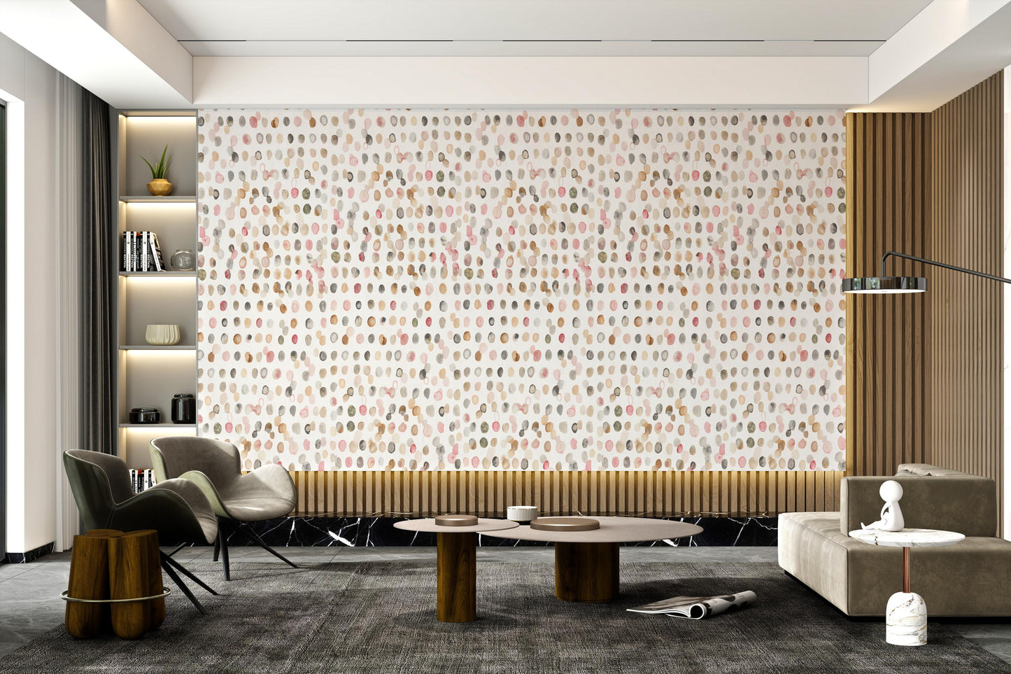 Watercolor Polka Dot Neutral Wallpaper-AW368