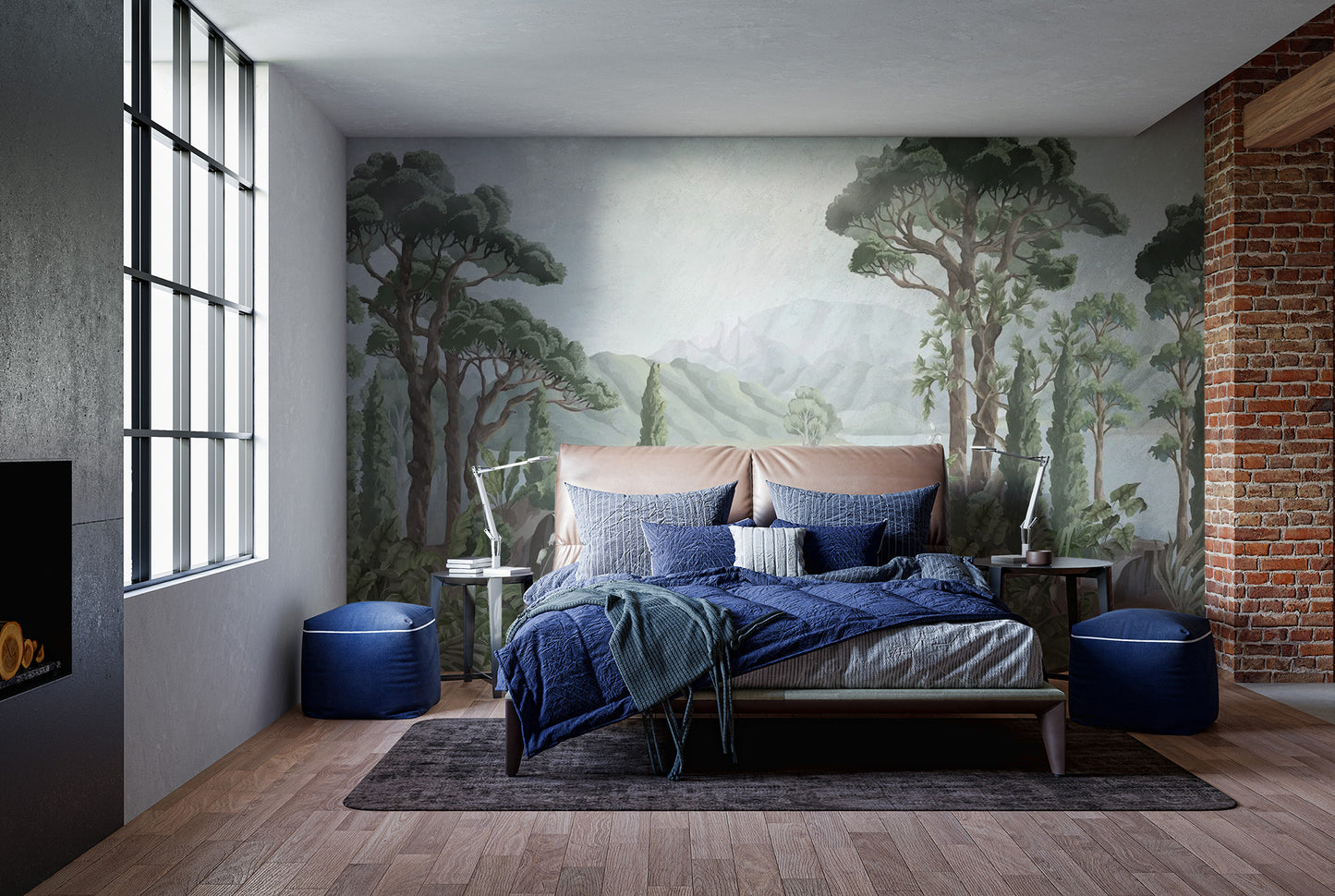 Elegant jungle landscape wallpaper for serene interiors
