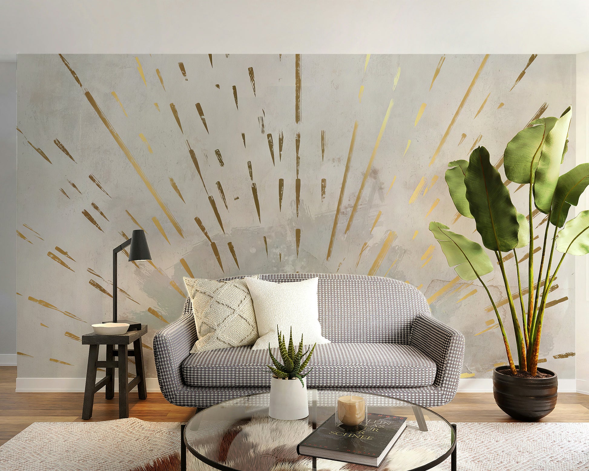 Golden Streaks Wall Mural for a luxe, modern look