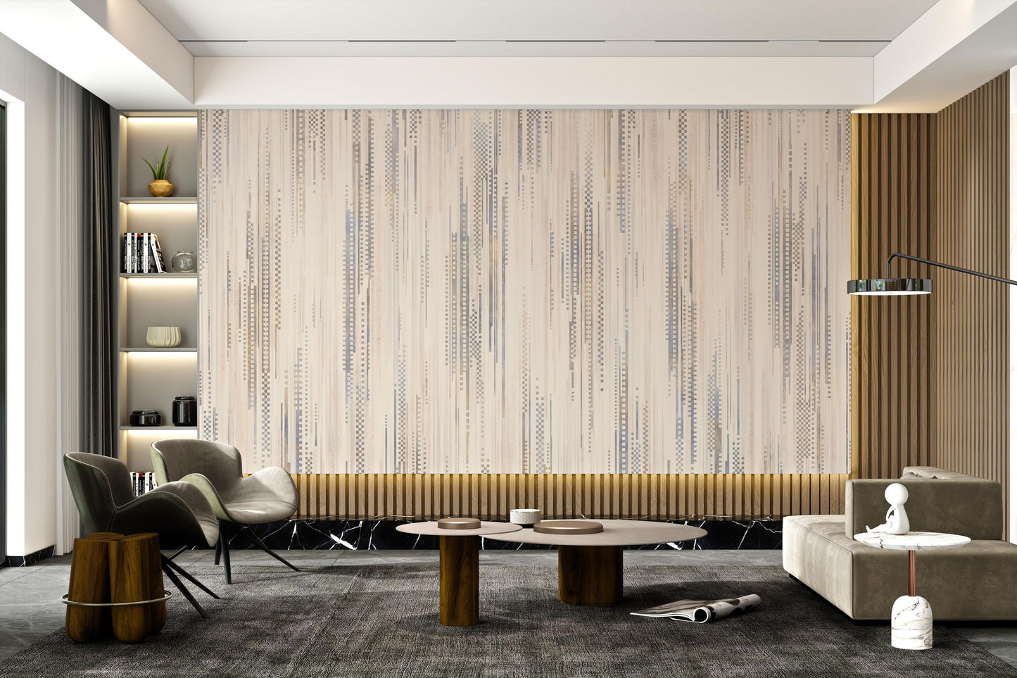 Neutral Vertical Line Pattern Wallpaper