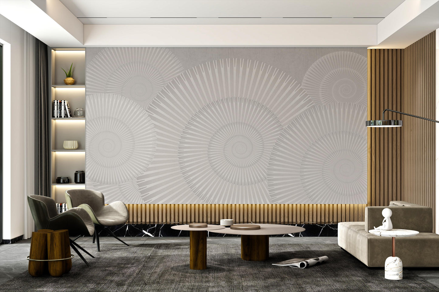 Gray Modern Minimalist Geometric Mural