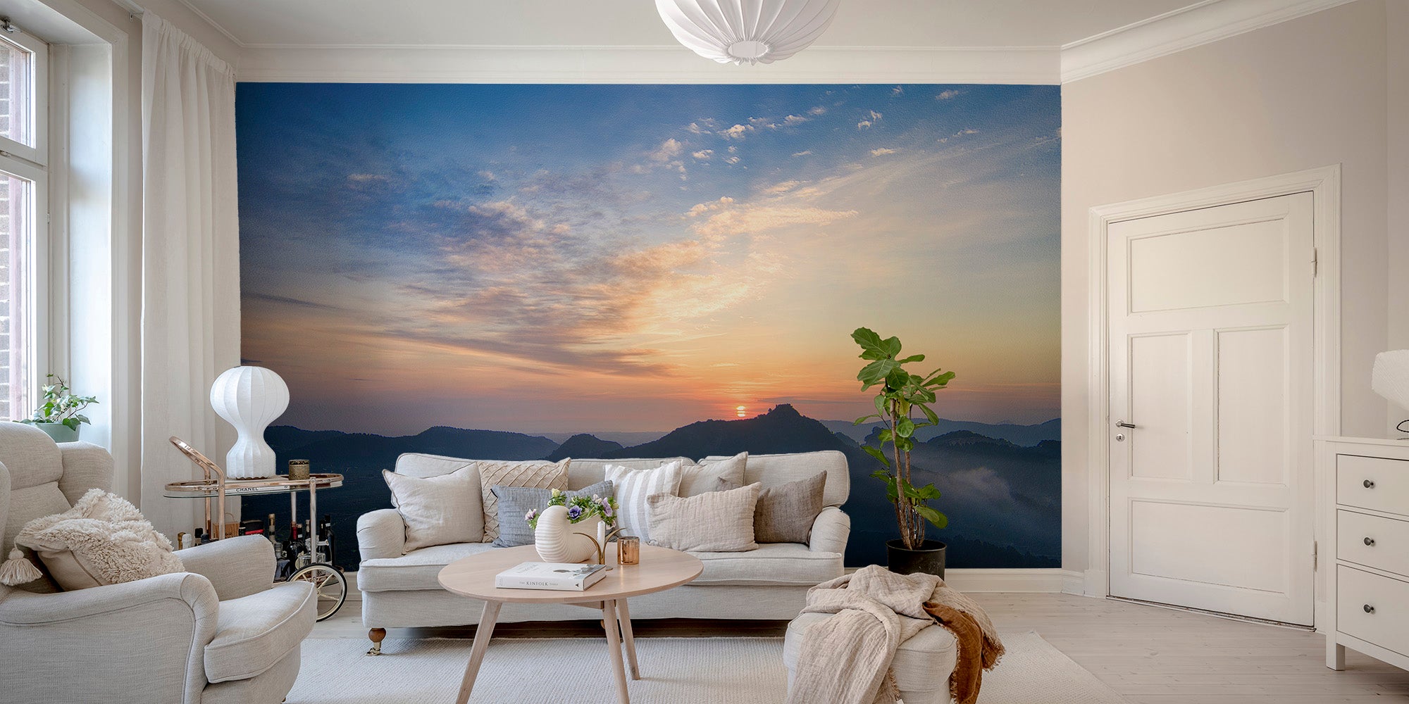 Scenic sunset view mountain wall mural
