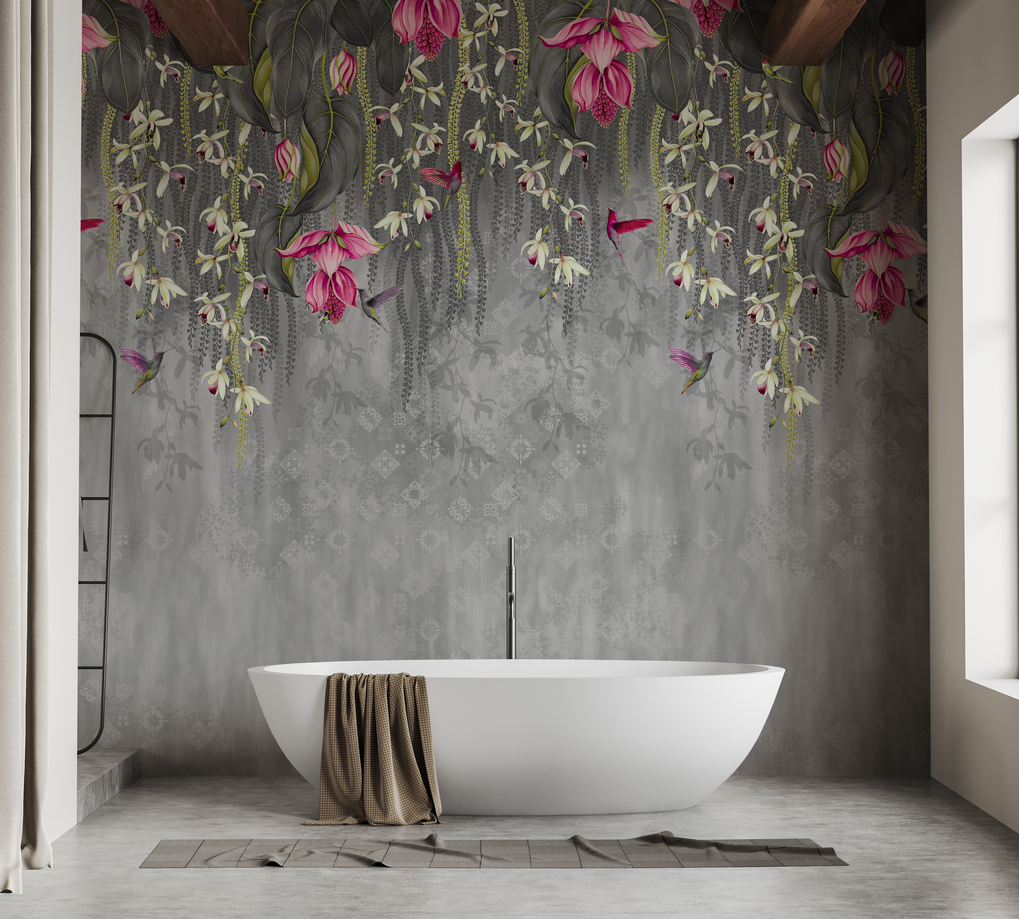 Beautiful blush flower mural for homes
