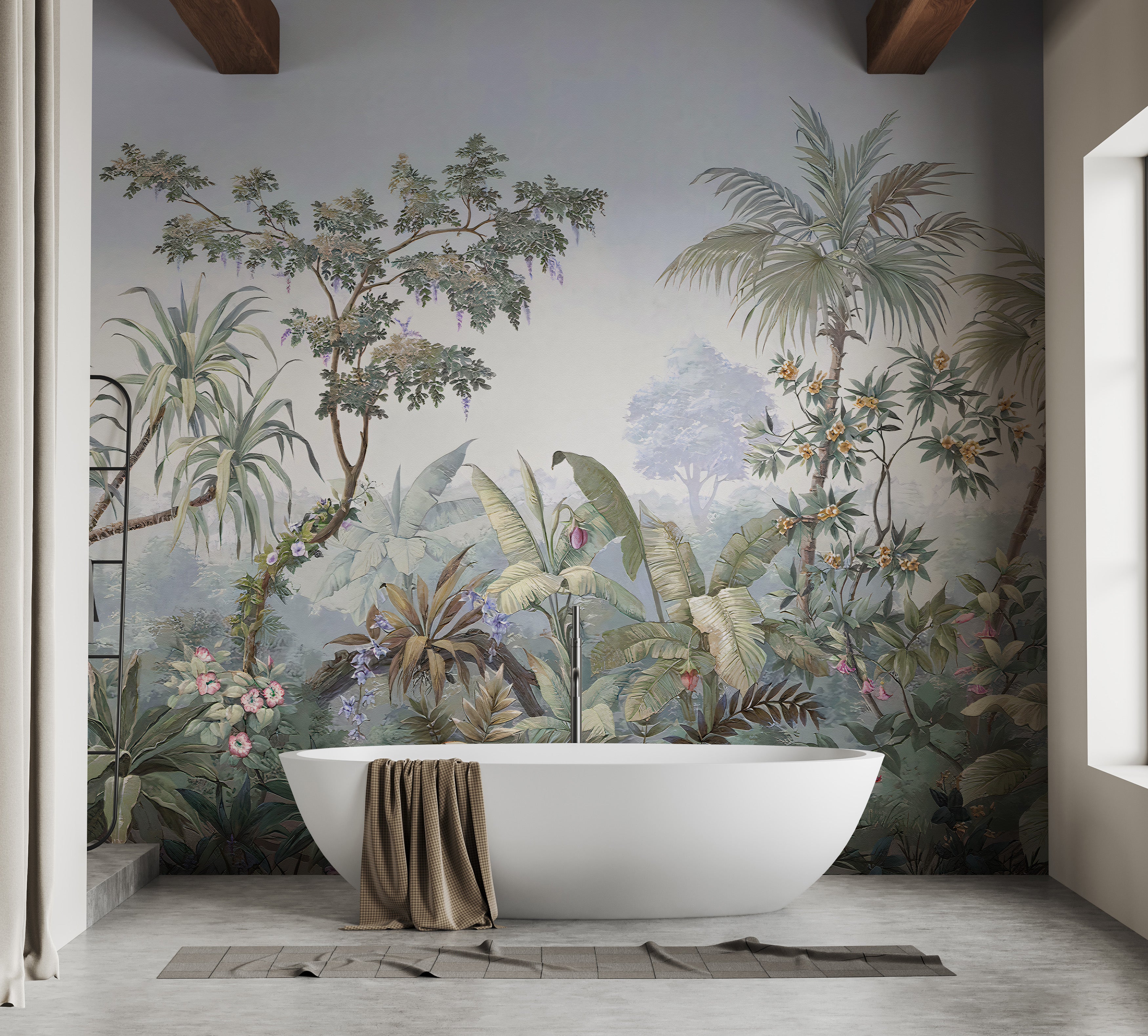 Leafy jungle mural for home transformation
