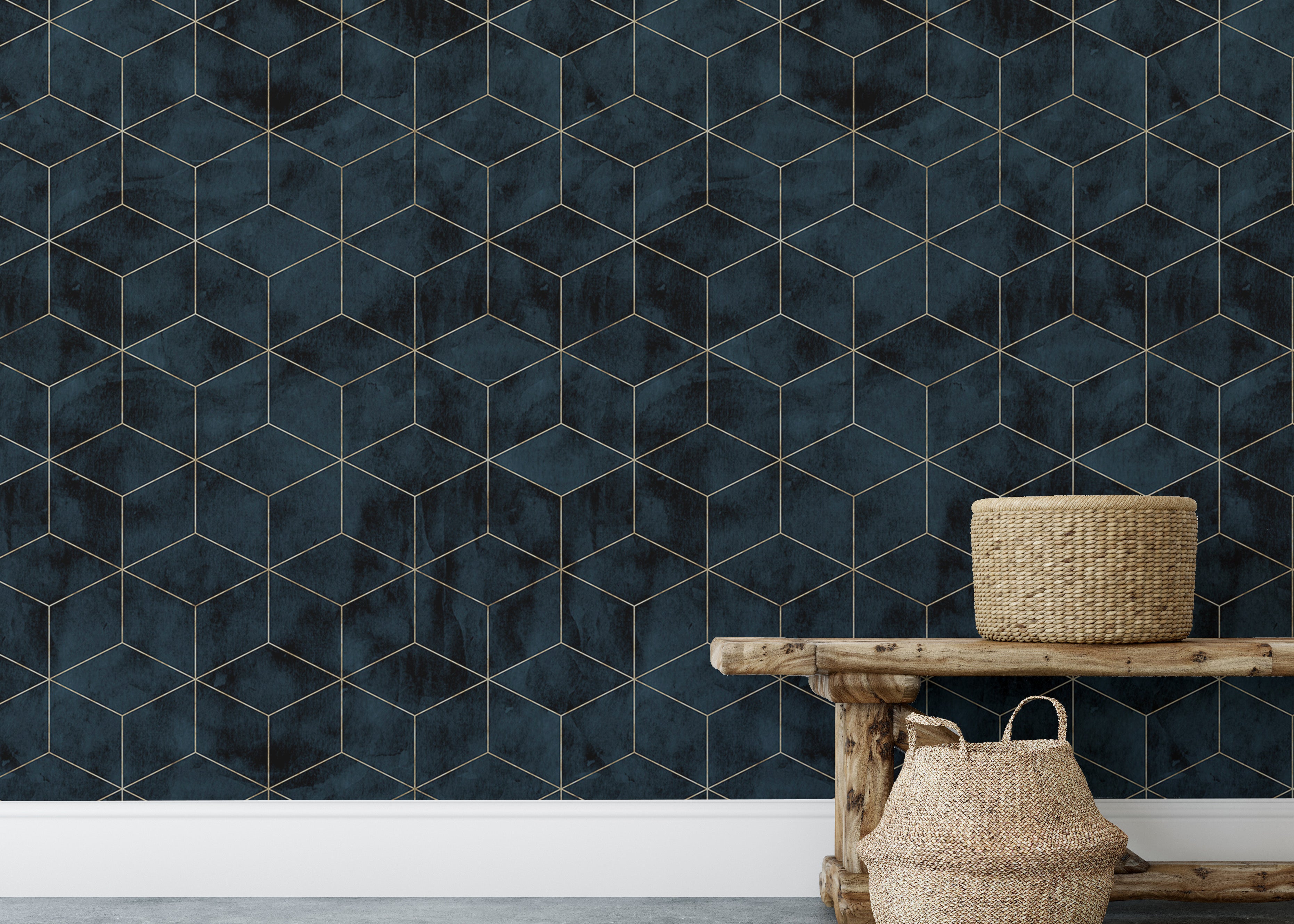 Chic dark cubes for peel and stick wall decor.