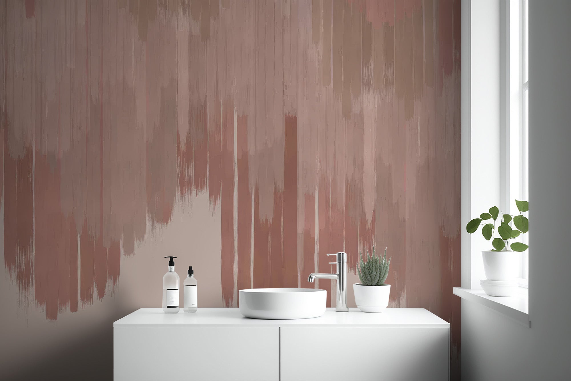 Abstract mural showcasing a subtle pink fade effect
